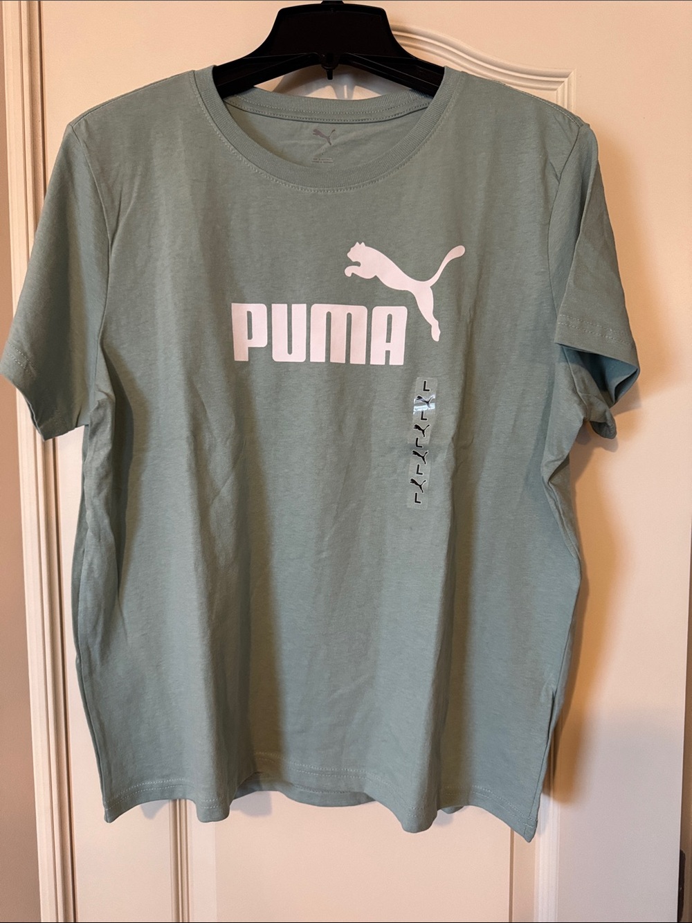 Puma Pastel Green Women's Logo Tee with White Print